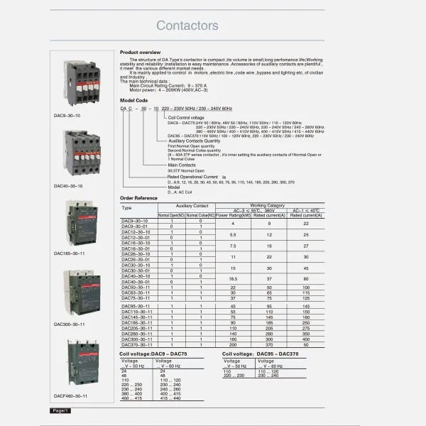 Un contactor de serie-catalog-de la CDADA